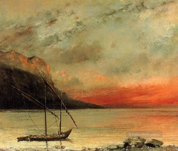  gustav lienzo - Atardecer en el lago Leman El pintor realista Gustave Courbet